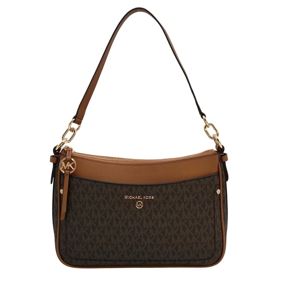 Michael Kors Brown Coated Jet Set Charm Medium Pochette shoulder crossbody